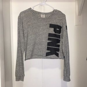 Pink cropped long sleeve t-shirt